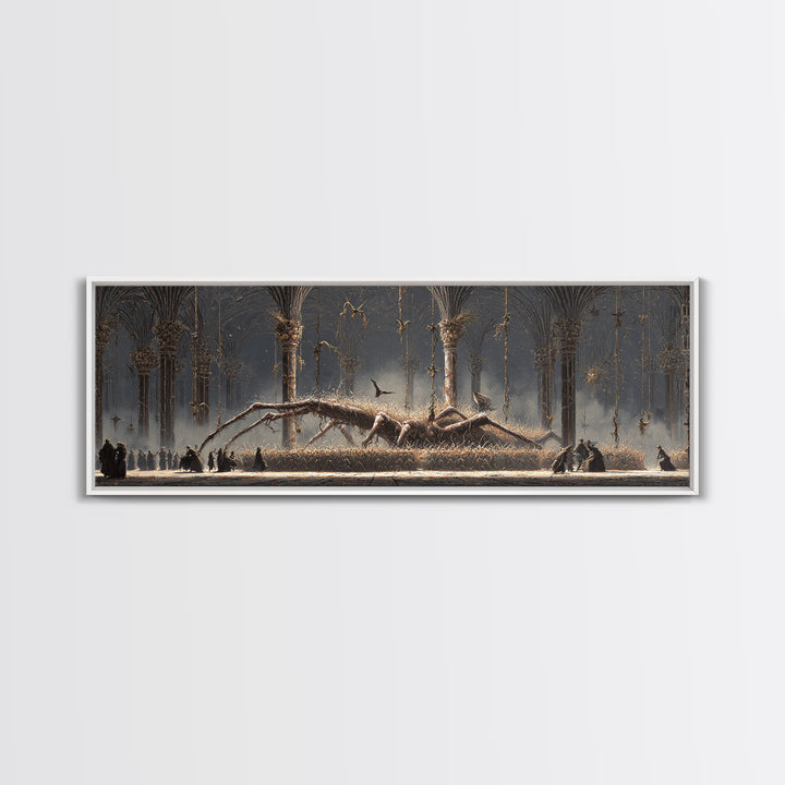 The Cornfield Crawler, Extra Wide Wall Art, Haunted Gothic Art, Framed Canvas Print, Halloween Wall Decor, Gothic Home Decor