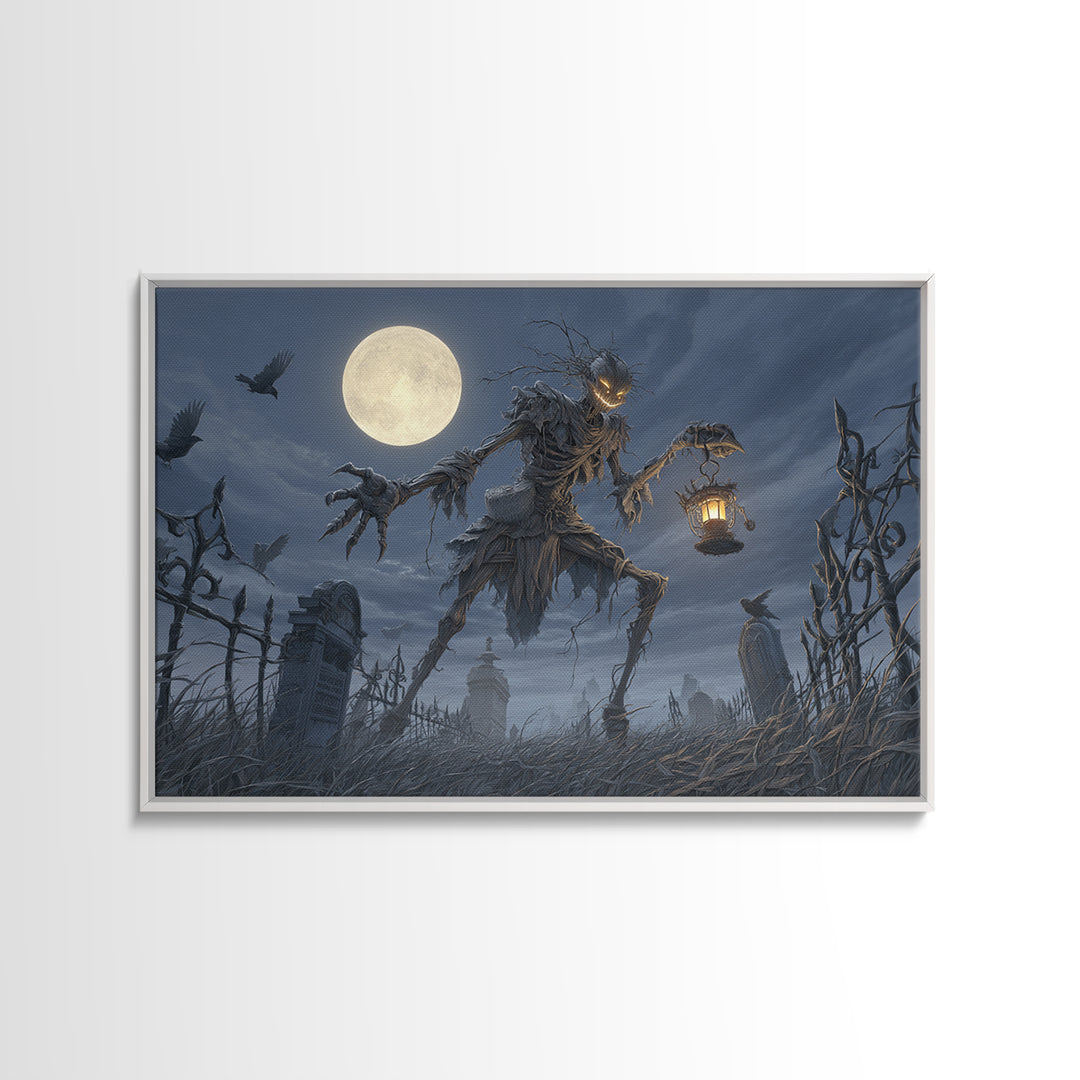 The Harvest Demon, Landscape Wall Art, Haunted Gothic Art, Framed Canvas Print, Halloween Wall Decor, Gothic Home Decor, Seasonal Home Decor