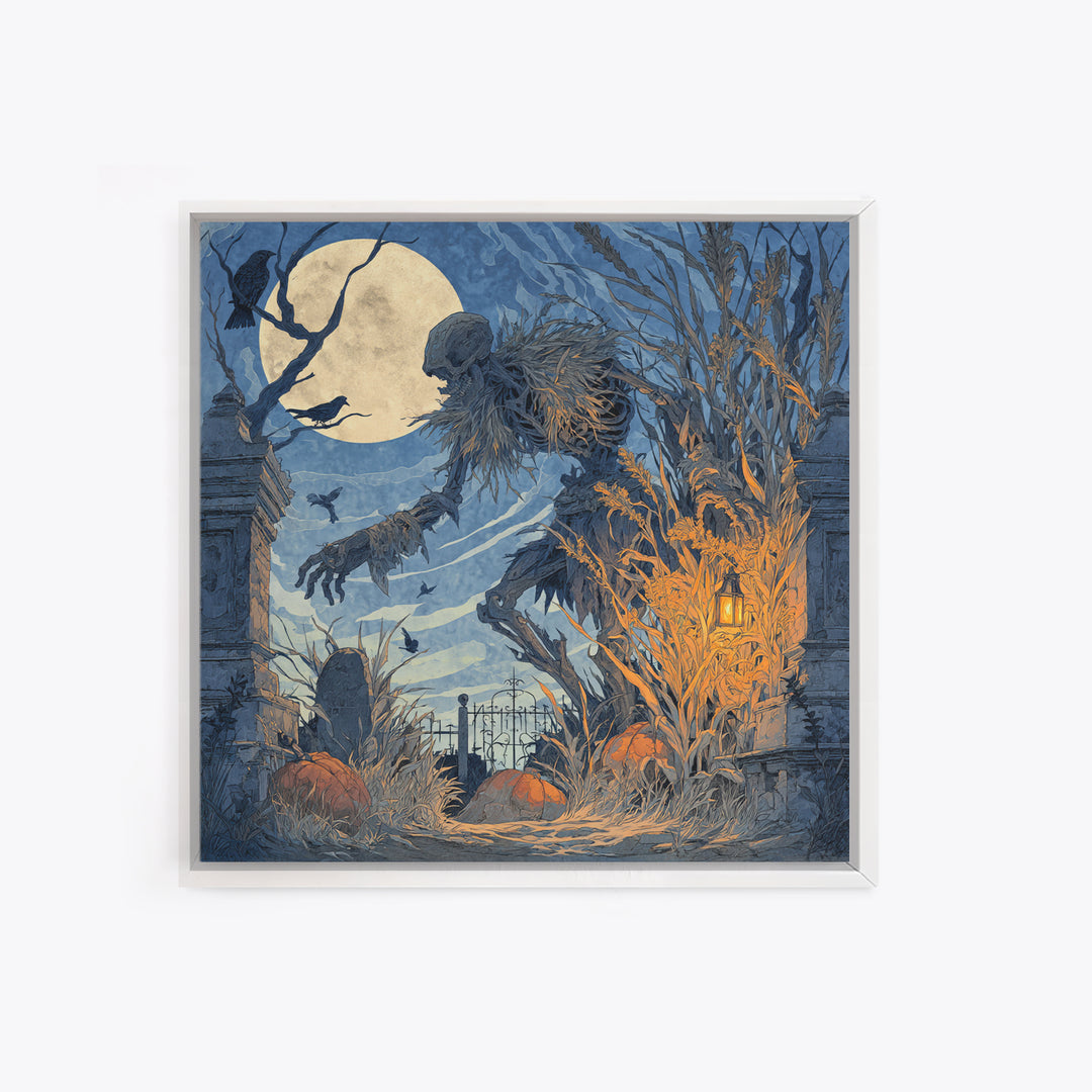 The Harvest Demon, Square Wall Art, Spooky Home Decor, Canvas Print, Halloween Wall Decor, Gothic Home Decor, Dark Fantasy Art