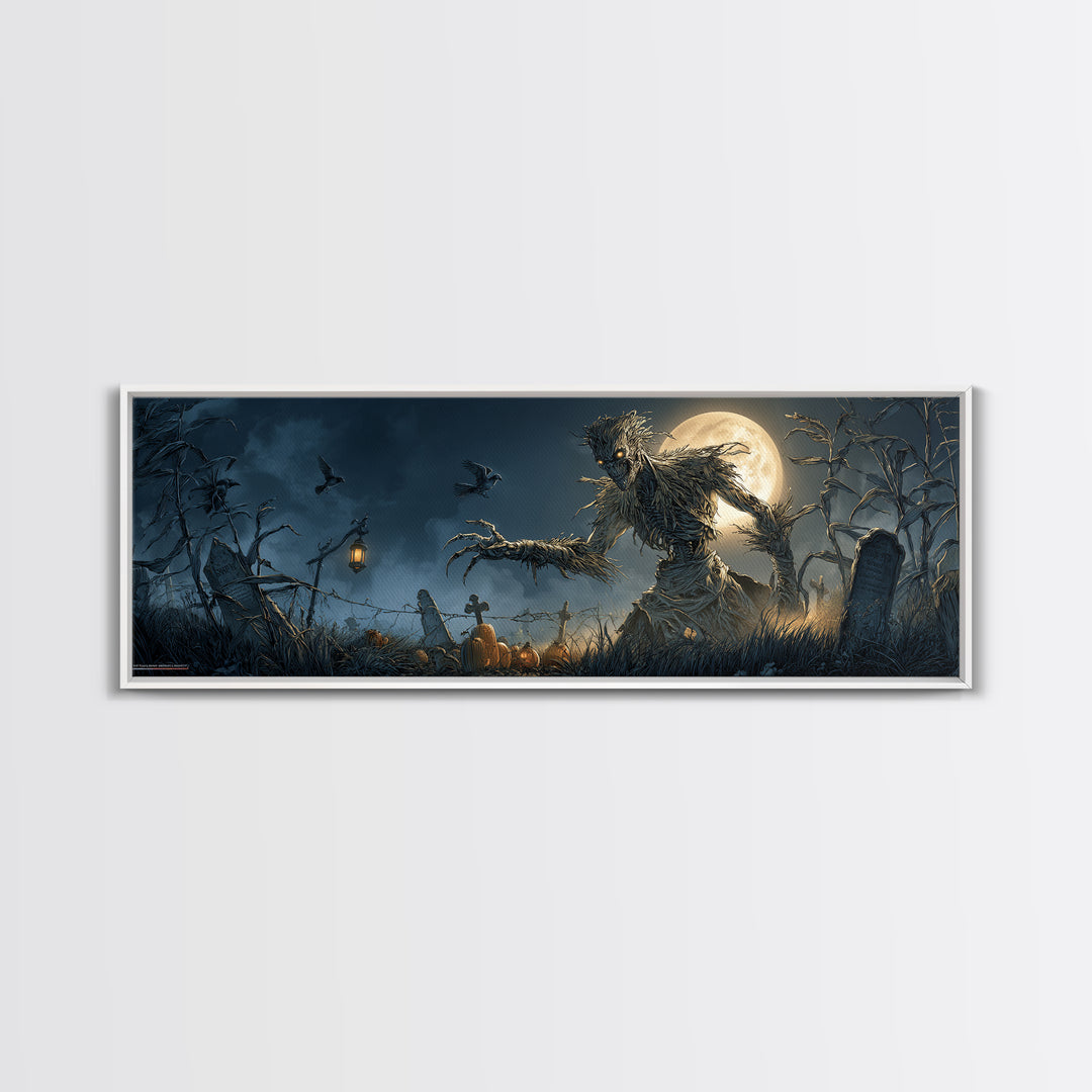 The Harvest Demon, Extra Wide Wall Art, Haunted Gothic Art, Framed Canvas Print, Halloween Wall Decor, Gothic Home Decor, Horror Wall Art