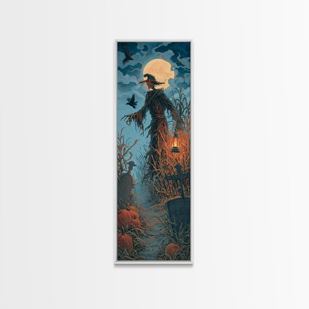 The Harvest Demon, Tall Narrow Wall Art, Gothic Horror Wall Art, Framed Canvas Print, Halloween Wall Decor, Gothic Home Decor