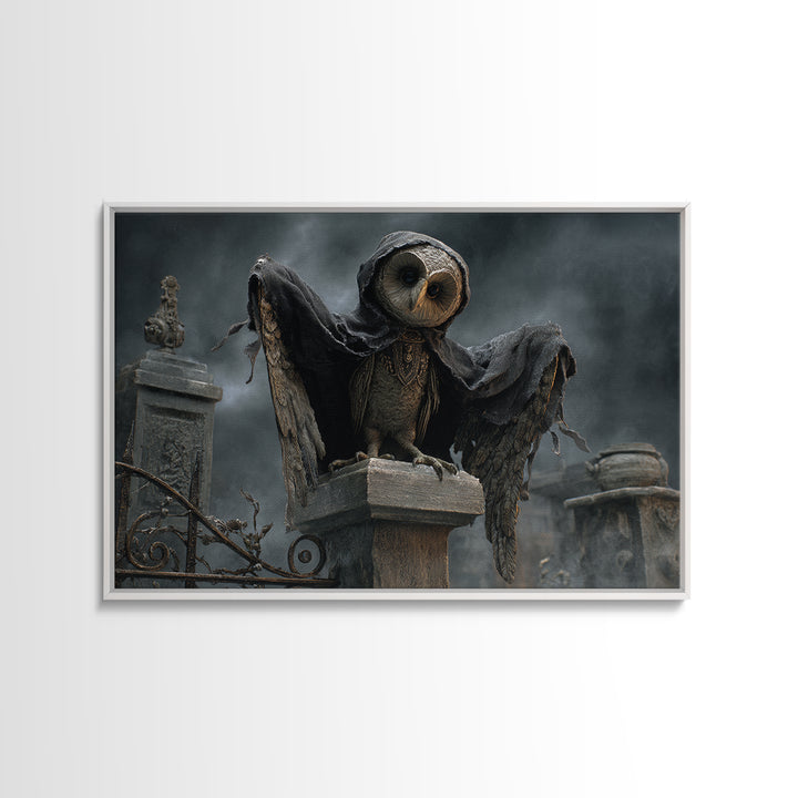 The Owl-Faced Omen, Landscape Wall Art, Dark Halloween Decor, Canvas Print, Halloween Wall Decor, Gothic Home Decor, Spooky Wall Decor
