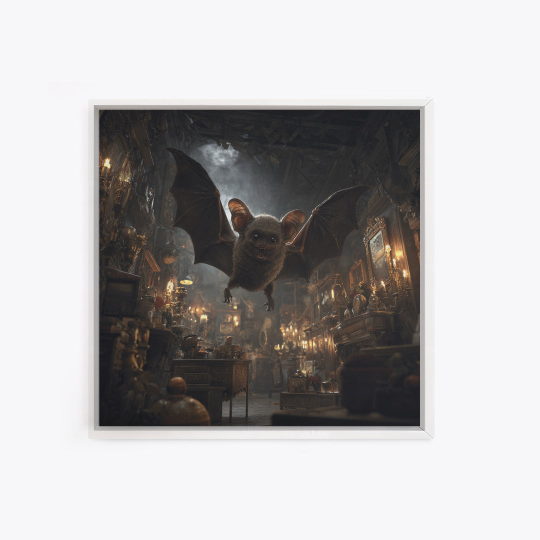 The Bat-Winged Imp, Square Wall Art, Haunted Gothic Art, Framed Canvas Print, Halloween Wall Decor, Gothic Home Decor, Macabre Wall Art