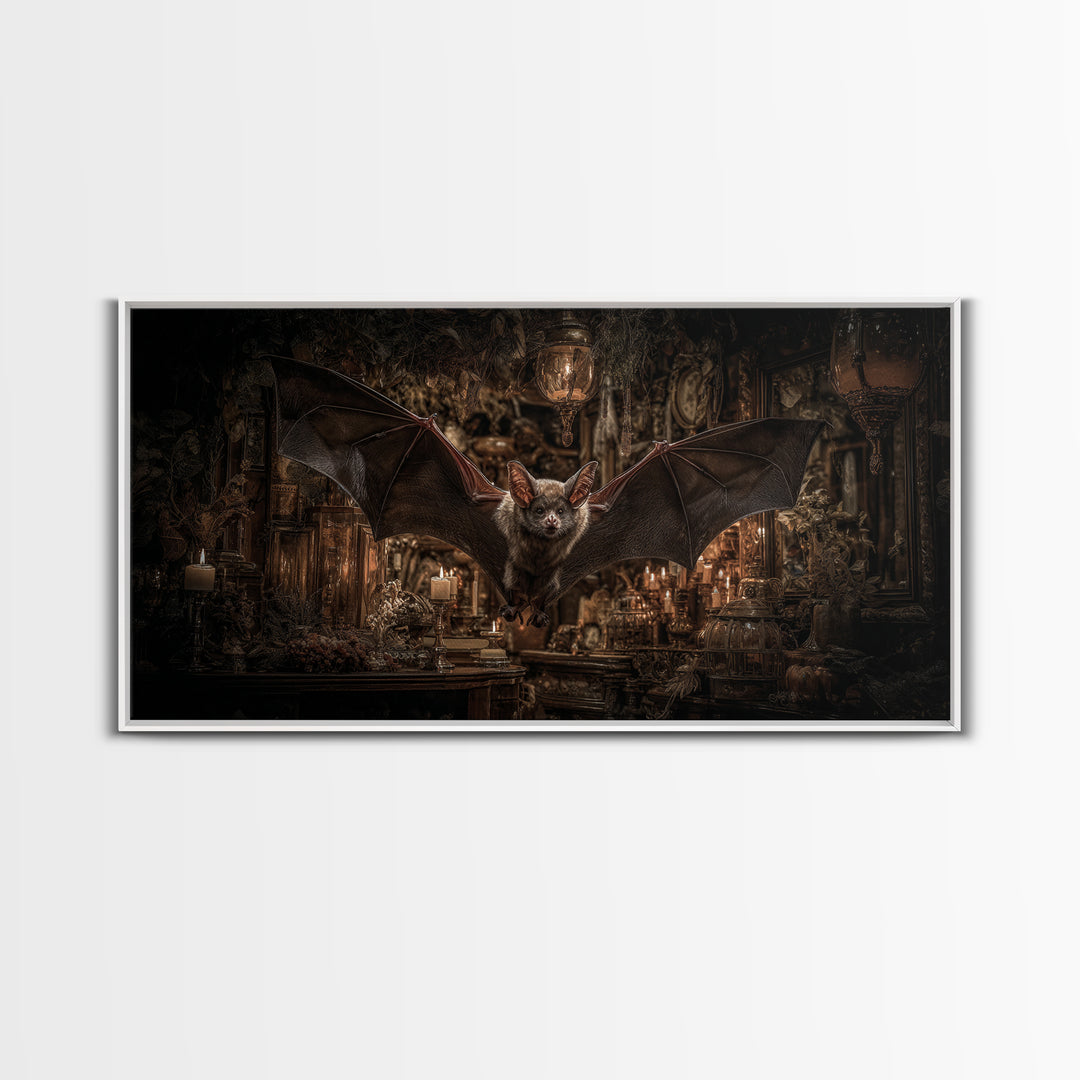 The Bat-Winged Imp, Wide Panoramic Art, Dark Fantasy Wall Art, Canvas Print, Halloween Wall Decor, Gothic Home Decor, Halloween Decor