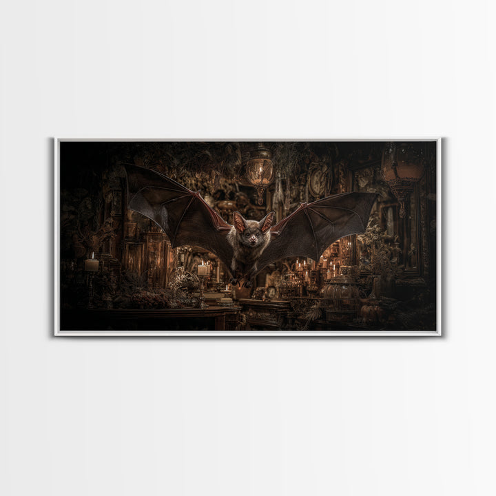 The Bat-Winged Imp, Wide Panoramic Art, Dark Fantasy Wall Art, Canvas Print, Halloween Wall Decor, Gothic Home Decor, Halloween Decor