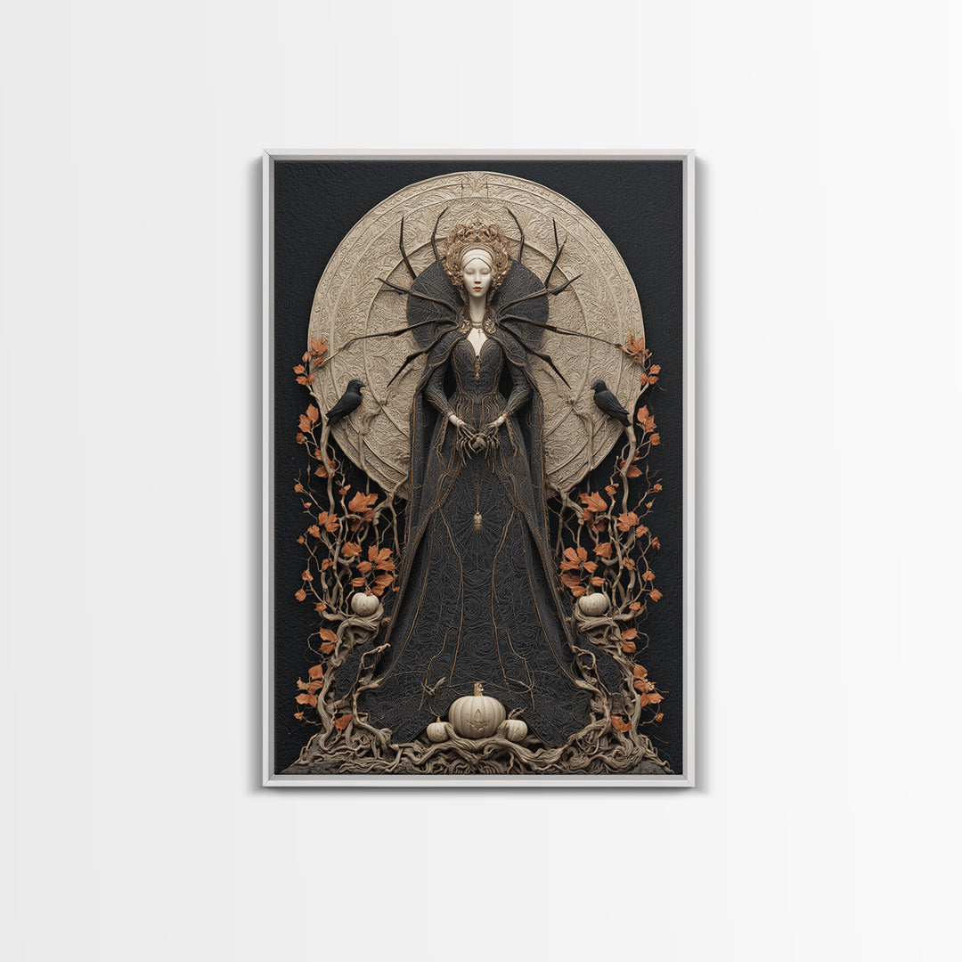 The Spider Queen, Vertical Wall Art, Dark Fantasy Wall Art, Canvas Print, Halloween Wall Decor, Gothic Home Decor, Dark Fantasy Art