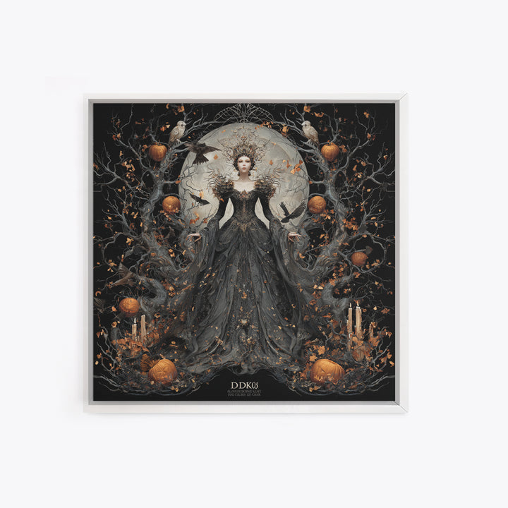 The Spider Queen, Square Wall Art, Macabre Wall Art, Framed Canvas Print, Halloween Wall Decor, Gothic Home Decor, Spooky Wall Decor
