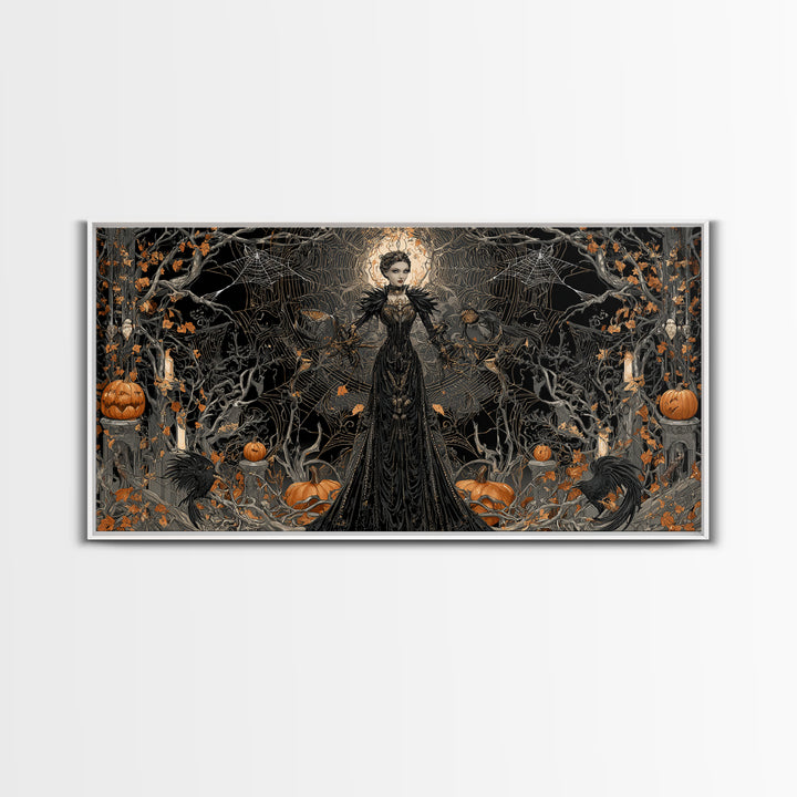 The Spider Queen, Wide Panoramic Art, Dark Halloween Decor, Canvas Print, Halloween Wall Decor, Gothic Home Decor, Dark Fantasy Art