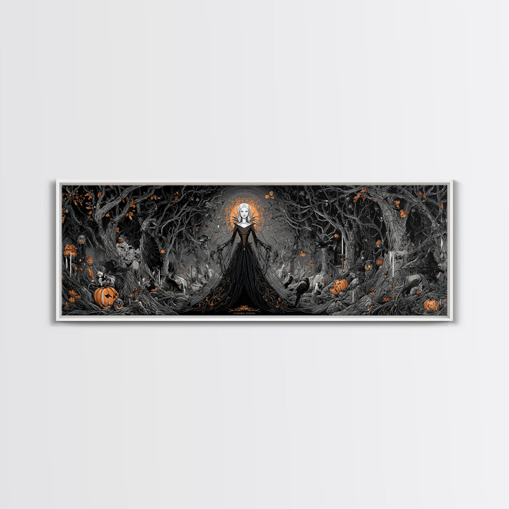 The Spider Queen, Extra Wide Wall Art, Macabre Wall Art, Framed Canvas Print, Halloween Wall Decor, Gothic Home Decor, Spooky Wall Decor