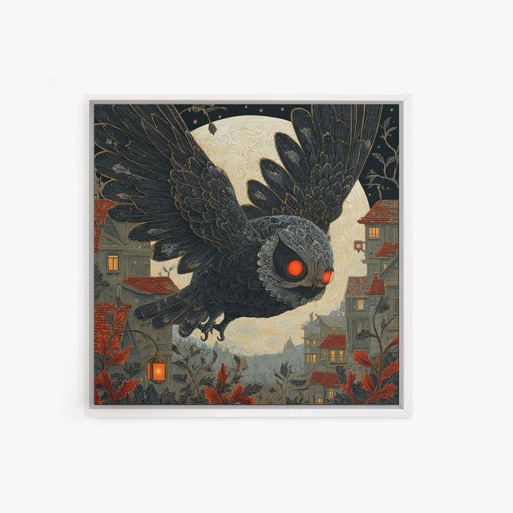 The Red-Eyed Moth Creature, Square Wall Art, Dark Halloween Decor, Canvas Print, Halloween Wall Decor, Gothic Home Decor, Macabre Wall Art