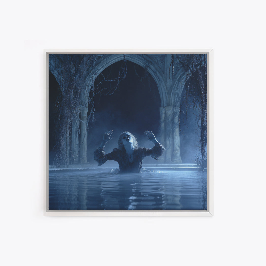 The Lake Phantom, Square Wall Art, Dark Fantasy Wall Art, Canvas Print, Halloween Wall Decor, Gothic Home Decor, Dark Fantasy Art