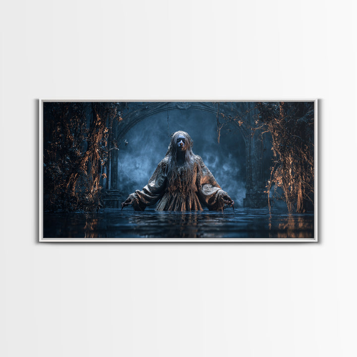 The Lake Phantom, Wide Panoramic Art, Dark Fantasy Wall Art, Canvas Print, Halloween Wall Decor, Gothic Home Decor, Collectible Wall Decor