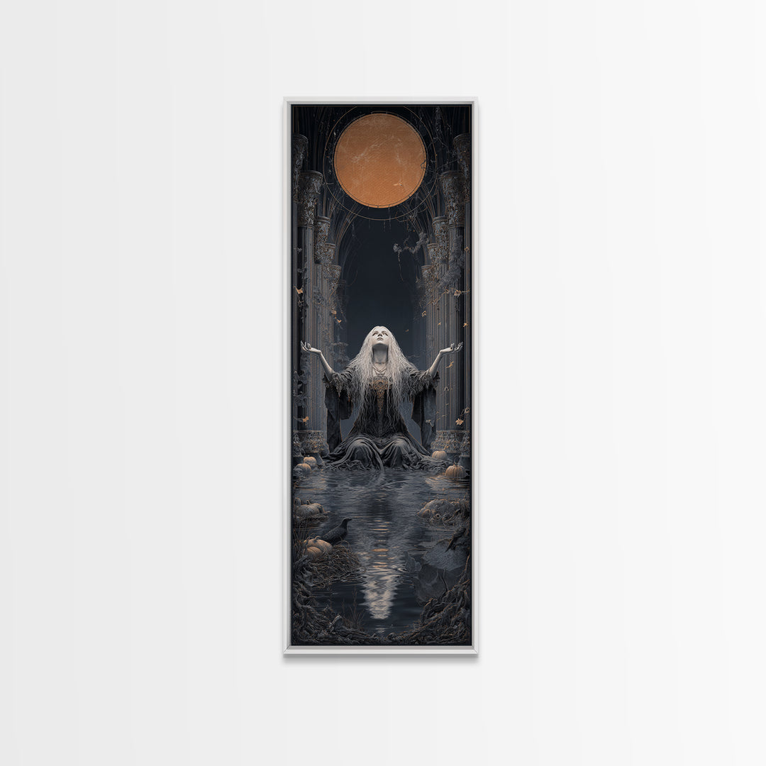The Lake Phantom, Tall Narrow Wall Art, Dark Halloween Decor, Canvas Print, Halloween Wall Decor, Gothic Home Decor, Spooky Wall Decor