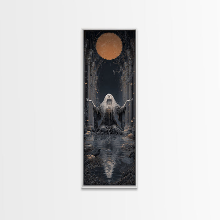 The Lake Phantom, Tall Narrow Wall Art, Dark Halloween Decor, Canvas Print, Halloween Wall Decor, Gothic Home Decor, Spooky Wall Decor