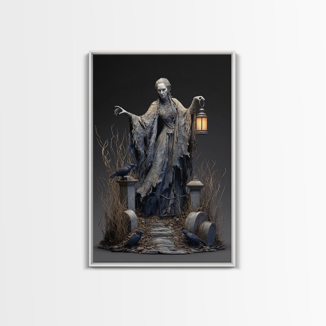 The Salt-Marsh Witch, Vertical Wall Art, Gothic Horror Wall Art, Framed Canvas Print, Halloween Wall Decor, Gothic Home Decor