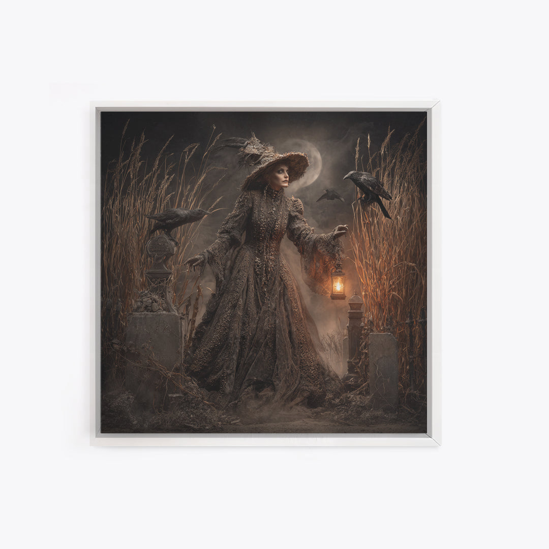 The Salt-Marsh Witch, Square Wall Art, Spooky Home Decor, Canvas Print, Halloween Wall Decor, Gothic Home Decor, Halloween Wall Art
