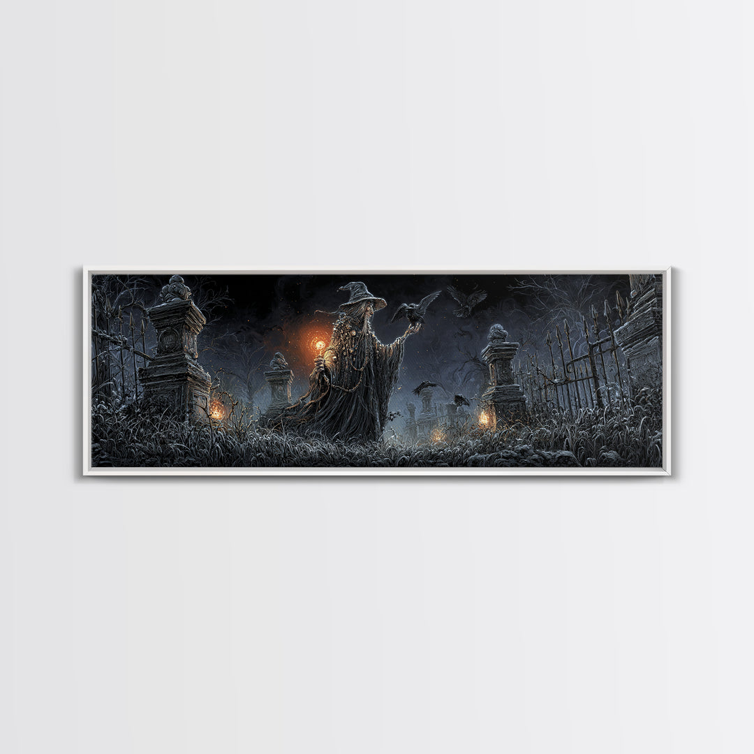 The Salt-Marsh Witch, Extra Wide Wall Art, Haunted Gothic Art, Framed Canvas Print, Halloween Wall Decor, Gothic Home Decor, Halloween Decor