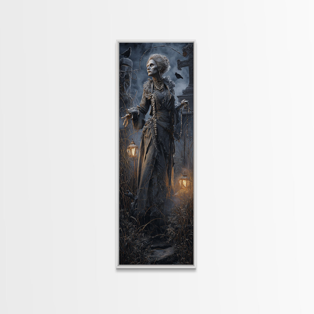 The Salt-Marsh Witch, Tall Narrow Wall Art, Macabre Wall Art, Framed Canvas Print, Halloween Wall Decor, Gothic Home Decor, Horror Wall Art