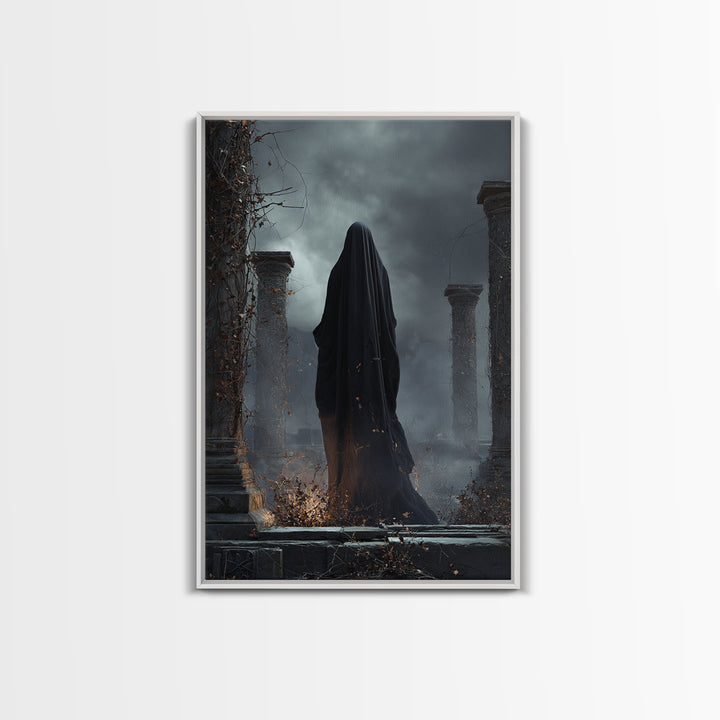The Stone-Circle Spirit, Vertical Wall Art, Spooky Home Decor, Canvas Print, Halloween Wall Decor, Gothic Home Decor, Dark Fantasy Art