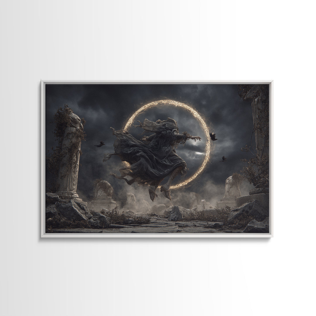 The Stone-Circle Spirit, Landscape Wall Art, Dark Fantasy Wall Art, Canvas Print, Halloween Wall Decor, Gothic Home Decor