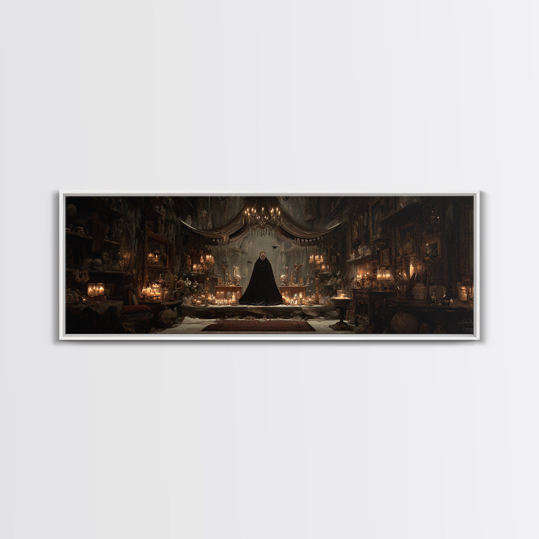 The Cave Oracle, Extra Wide Wall Art, Macabre Wall Art, Framed Canvas Print, Halloween Wall Decor, Gothic Home Decor, Halloween Decor