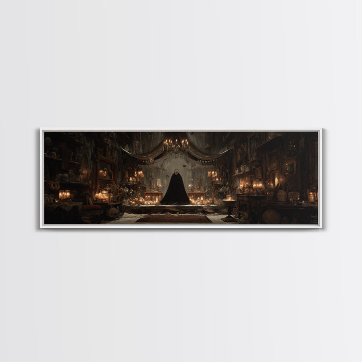 The Cave Oracle, Extra Wide Wall Art, Macabre Wall Art, Framed Canvas Print, Halloween Wall Decor, Gothic Home Decor, Halloween Decor