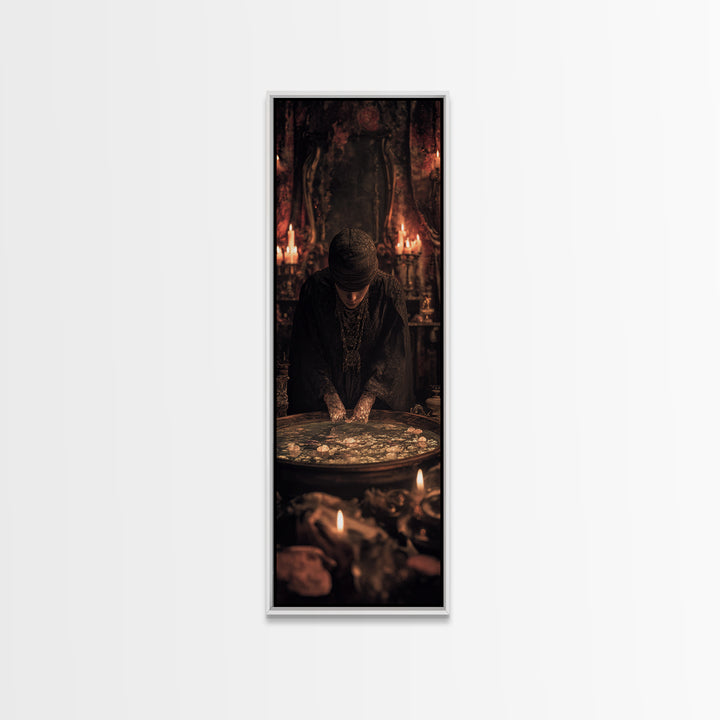 The Cave Oracle, Tall Narrow Wall Art, Dark Halloween Decor, Canvas Print, Halloween Wall Decor, Gothic Home Decor, Collectible Wall Decor