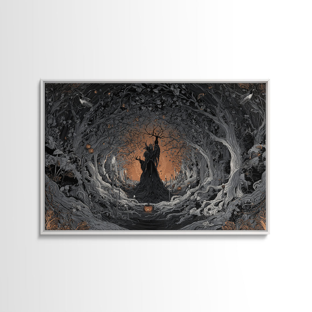 The Orchard Hag, Landscape Wall Art, Gothic Horror Wall Art, Framed Canvas Print, Halloween Wall Decor, Gothic Home Decor, Spooky Wall Decor
