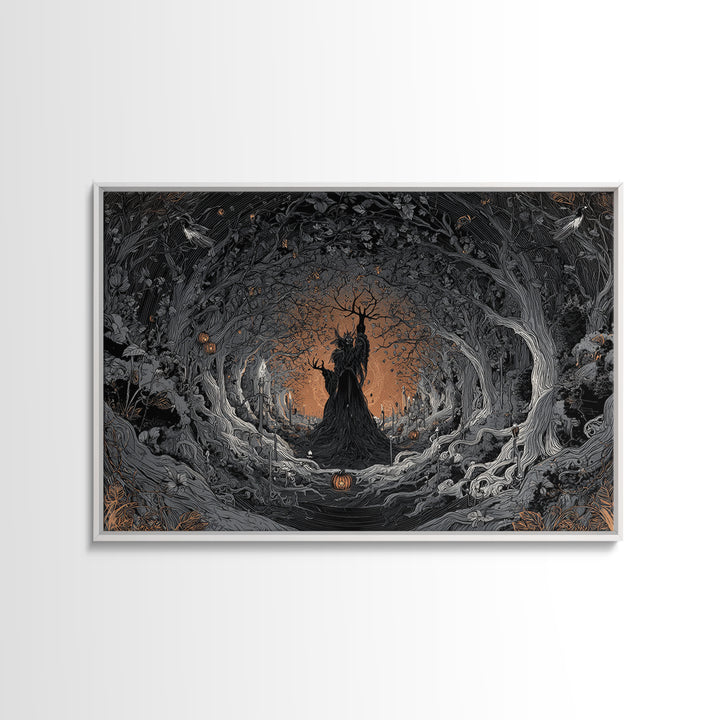 The Orchard Hag, Landscape Wall Art, Gothic Horror Wall Art, Framed Canvas Print, Halloween Wall Decor, Gothic Home Decor, Spooky Wall Decor