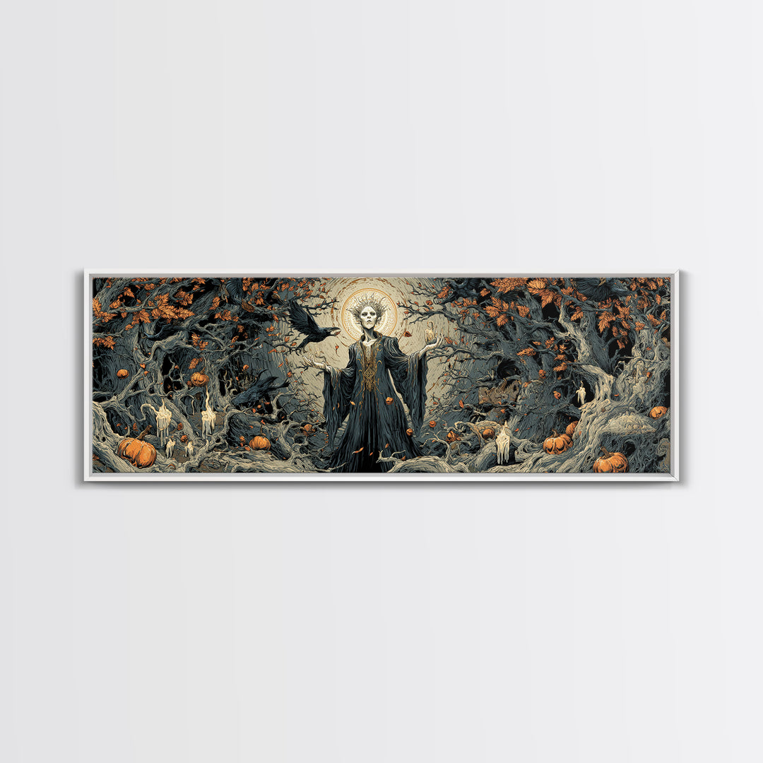The Orchard Hag, Extra Wide Wall Art, Gothic Horror Wall Art, Framed Canvas Print, Halloween Wall Decor, Gothic Home Decor, Macabre Wall Art