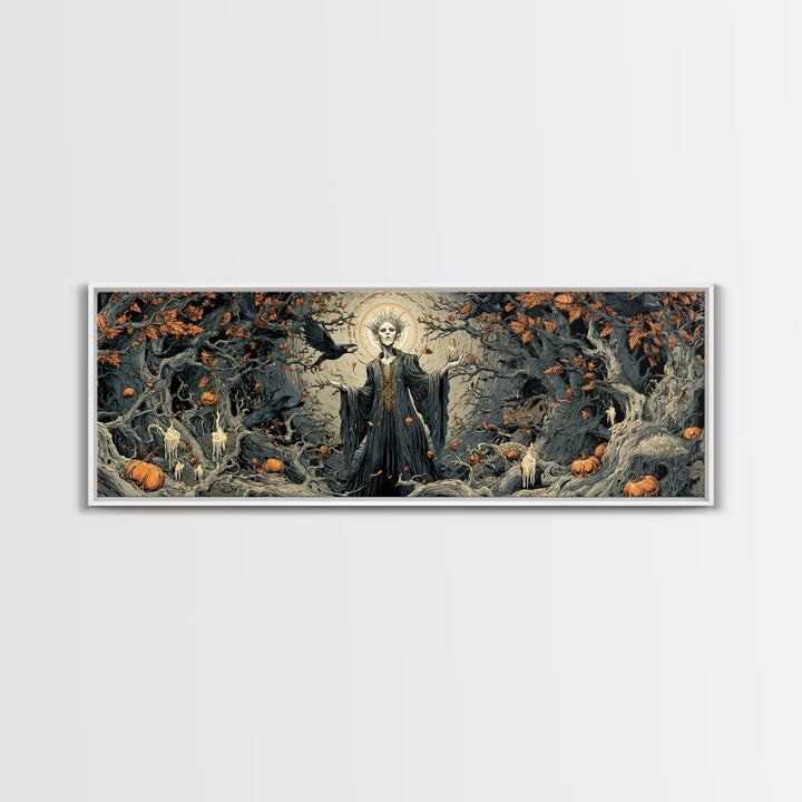 The Orchard Hag, Extra Wide Wall Art, Gothic Horror Wall Art, Framed Canvas Print, Halloween Wall Decor, Gothic Home Decor, Macabre Wall Art