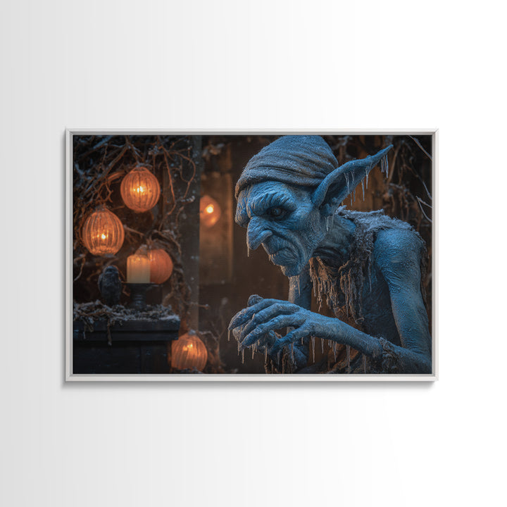 The Frost Goblin, Landscape Wall Art, Dark Fantasy Wall Art, Canvas Print, Halloween Wall Decor, Gothic Home Decor, Spooky Wall Decor