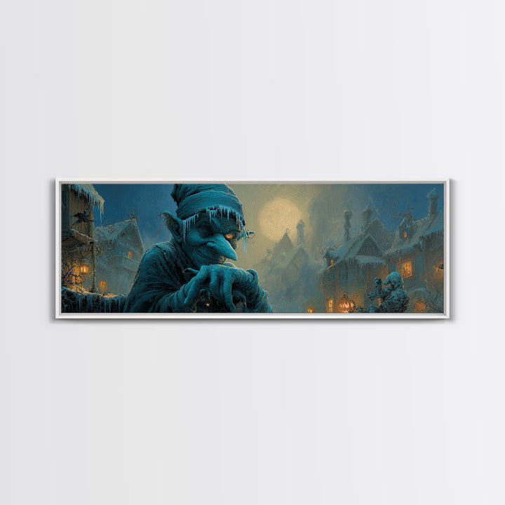 The Frost Goblin, Extra Wide Wall Art, Spooky Home Decor, Canvas Print, Halloween Wall Decor, Gothic Home Decor, Horror Wall Art