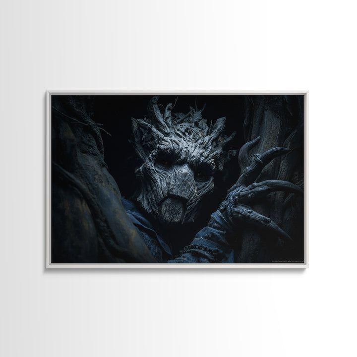 The Hollow-Tree Monster, Landscape Wall Art, Macabre Wall Art, Framed Canvas Print, Halloween Wall Decor, Gothic Home Decor