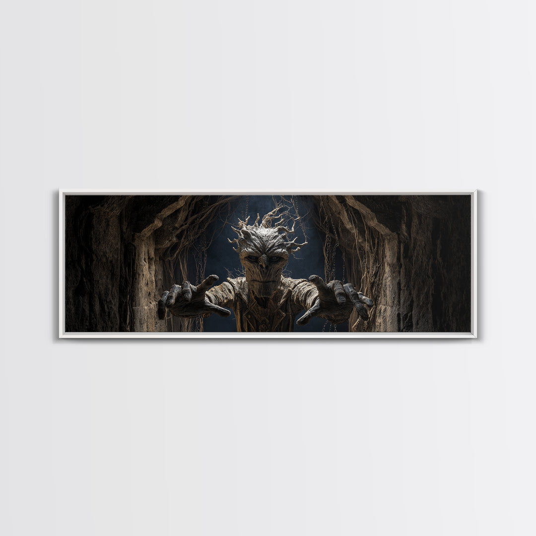 The Hollow-Tree Monster, Extra Wide Wall Art, Haunted Gothic Art, Framed Canvas Print, Halloween Wall Decor, Gothic Home Decor