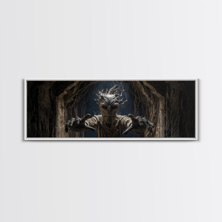 The Hollow-Tree Monster, Extra Wide Wall Art, Haunted Gothic Art, Framed Canvas Print, Halloween Wall Decor, Gothic Home Decor