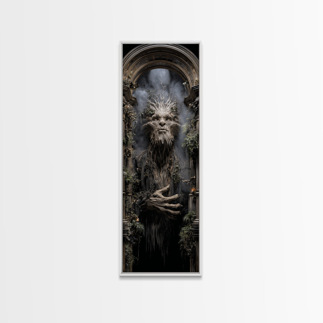 The Hollow-Tree Monster, Tall Narrow Wall Art, Dark Fantasy Wall Art, Canvas Print, Halloween Wall Decor, Gothic Home Decor