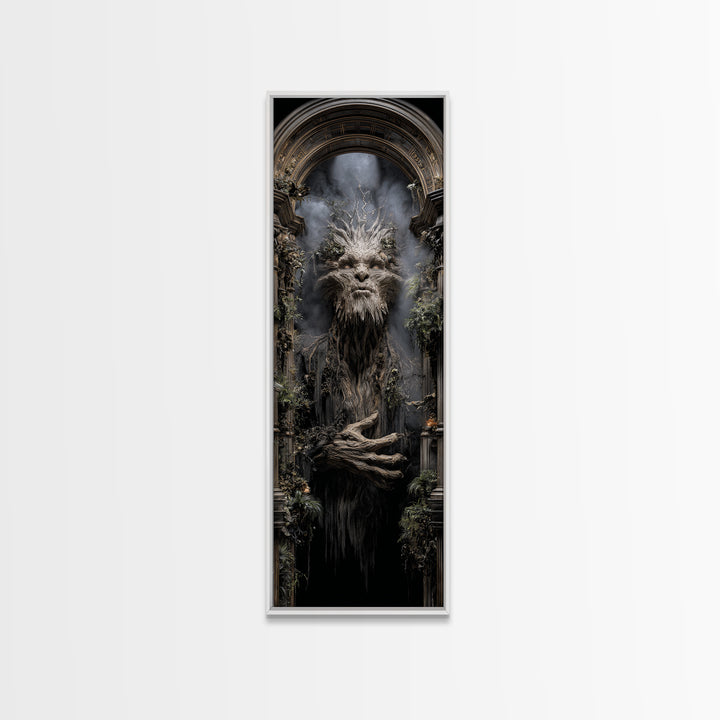 The Hollow-Tree Monster, Tall Narrow Wall Art, Dark Fantasy Wall Art, Canvas Print, Halloween Wall Decor, Gothic Home Decor