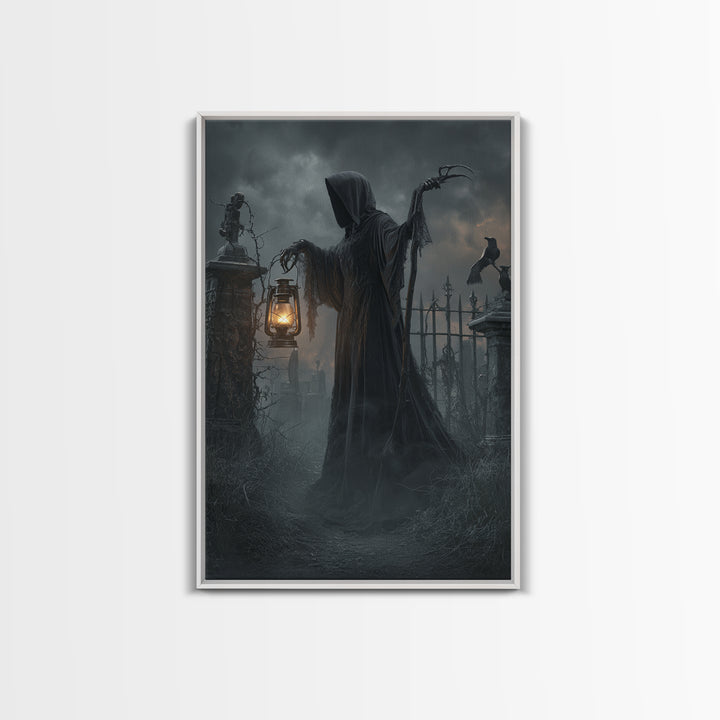 The Crossroads Spirit, Vertical Wall Art, Haunted Gothic Art, Framed Canvas Print, Halloween Wall Decor, Gothic Home Decor