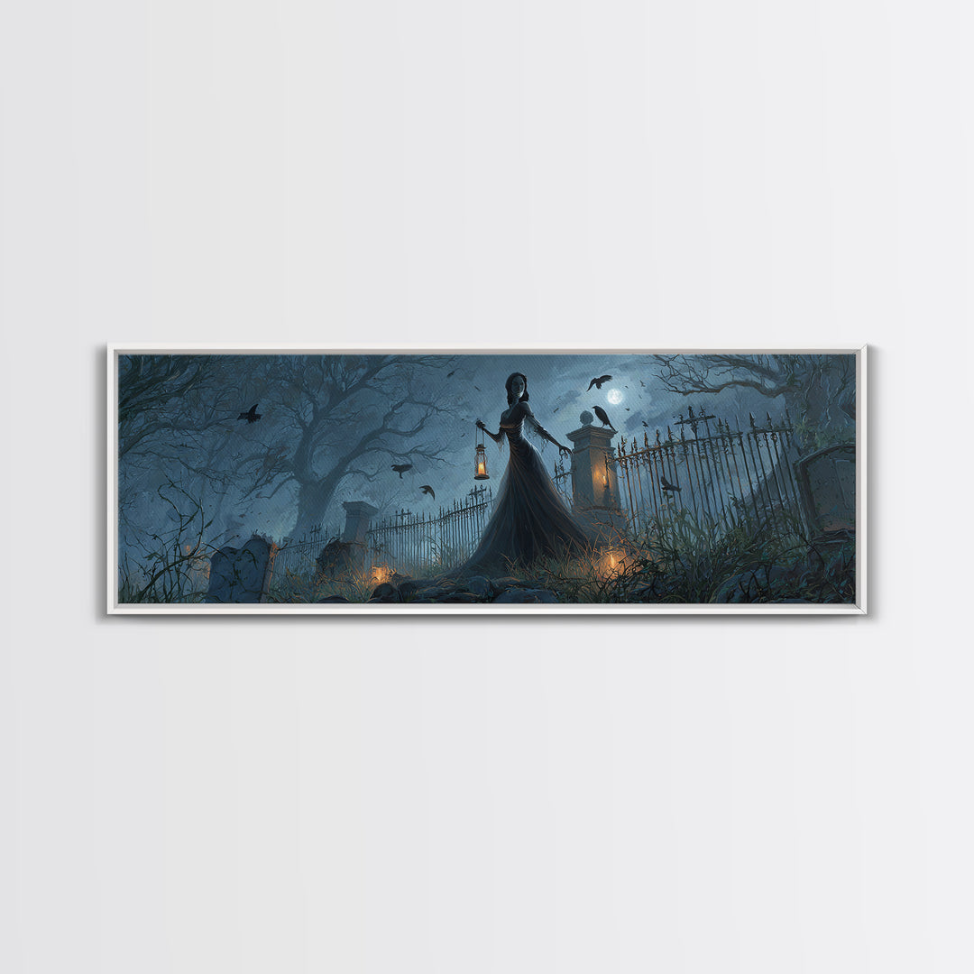 The Crossroads Spirit, Extra Wide Wall Art, Haunted Gothic Art, Framed Canvas Print, Halloween Wall Decor, Gothic Home Decor