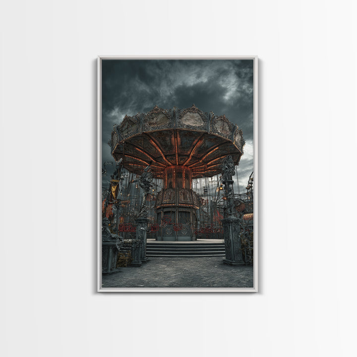 The Abandoned Carnival, Vertical Wall Art, Macabre Wall Art, Framed Canvas Print, Halloween Wall Decor, Gothic Home Decor