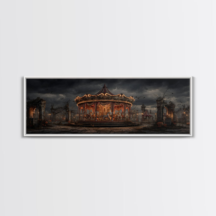 The Abandoned Carnival, Extra Wide Wall Art, Dark Fantasy Wall Art, Canvas Print, Halloween Wall Decor, Gothic Home Decor