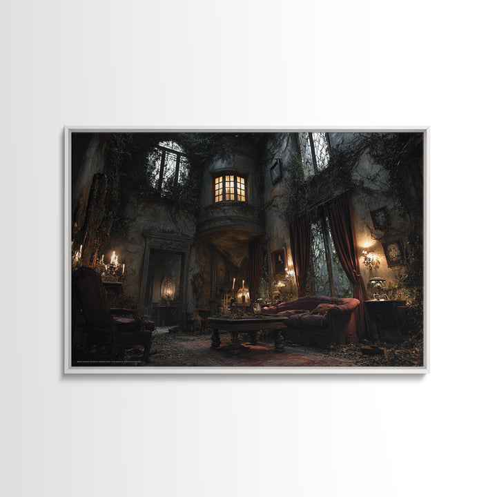 The Haunted Manor, Landscape Wall Art, Haunted Gothic Art, Framed Canvas Print, Halloween Wall Decor, Gothic Home Decor, Seasonal Home Decor