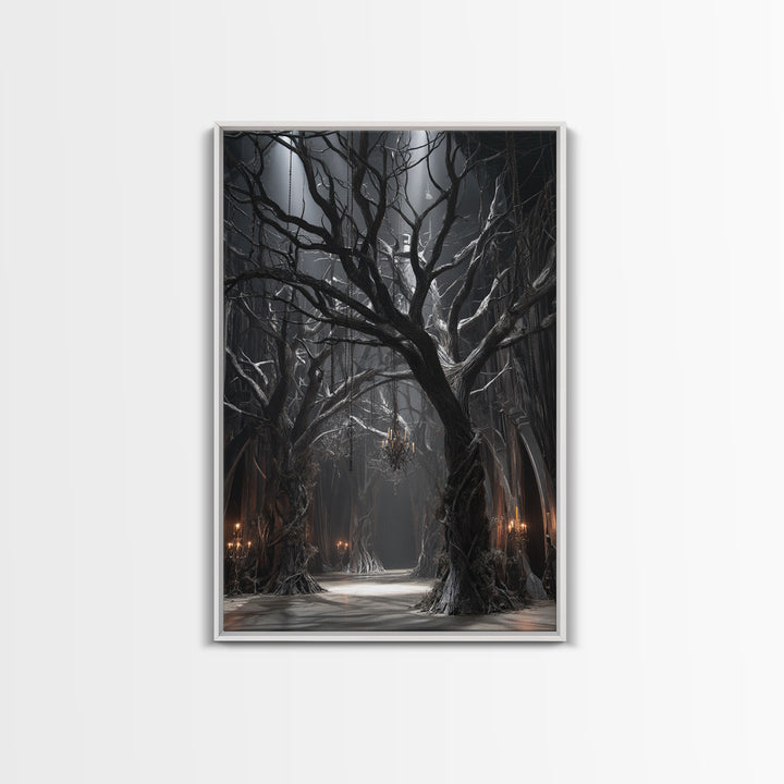 The Witch'S Forest, Vertical Wall Art, Gothic Horror Wall Art, Framed Canvas Print, Halloween Wall Decor, Gothic Home Decor