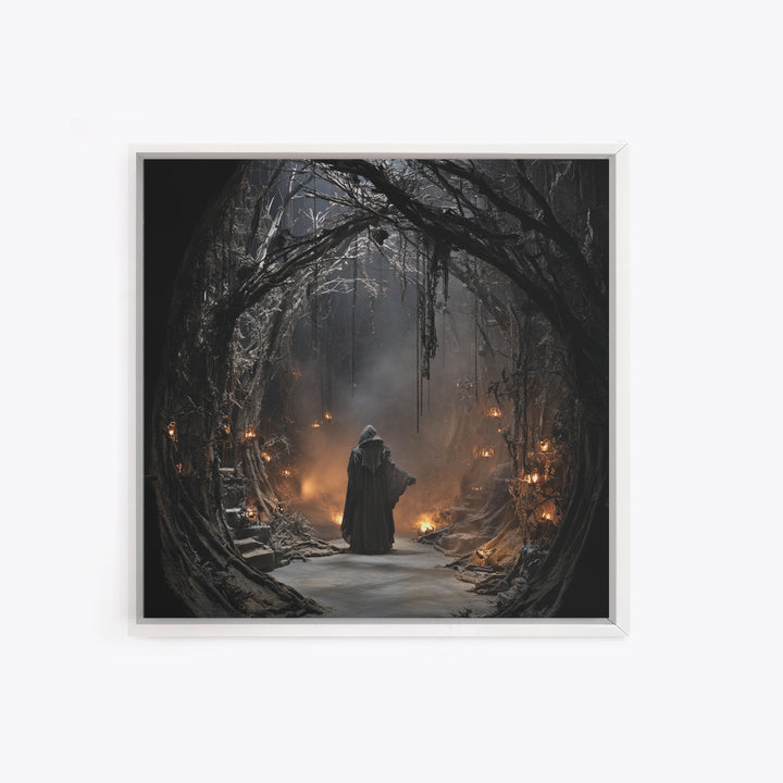 The Witch'S Forest, Square Wall Art, Dark Fantasy Wall Art, Canvas Print, Halloween Wall Decor, Gothic Home Decor, Macabre Wall Art