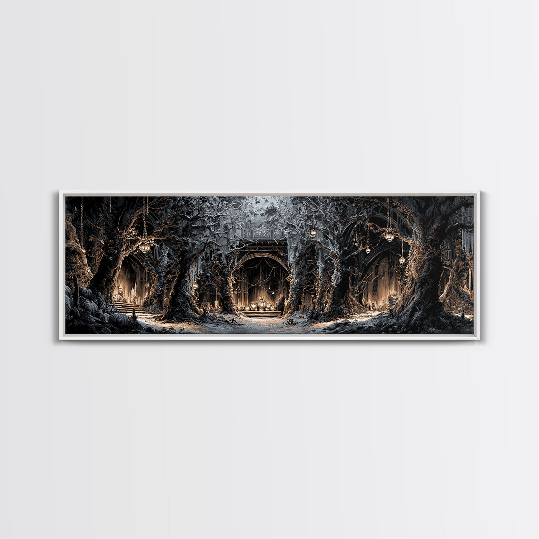 The Witch'S Forest, Extra Wide Wall Art, Dark Halloween Decor, Canvas Print, Halloween Wall Decor, Gothic Home Decor, Macabre Wall Art