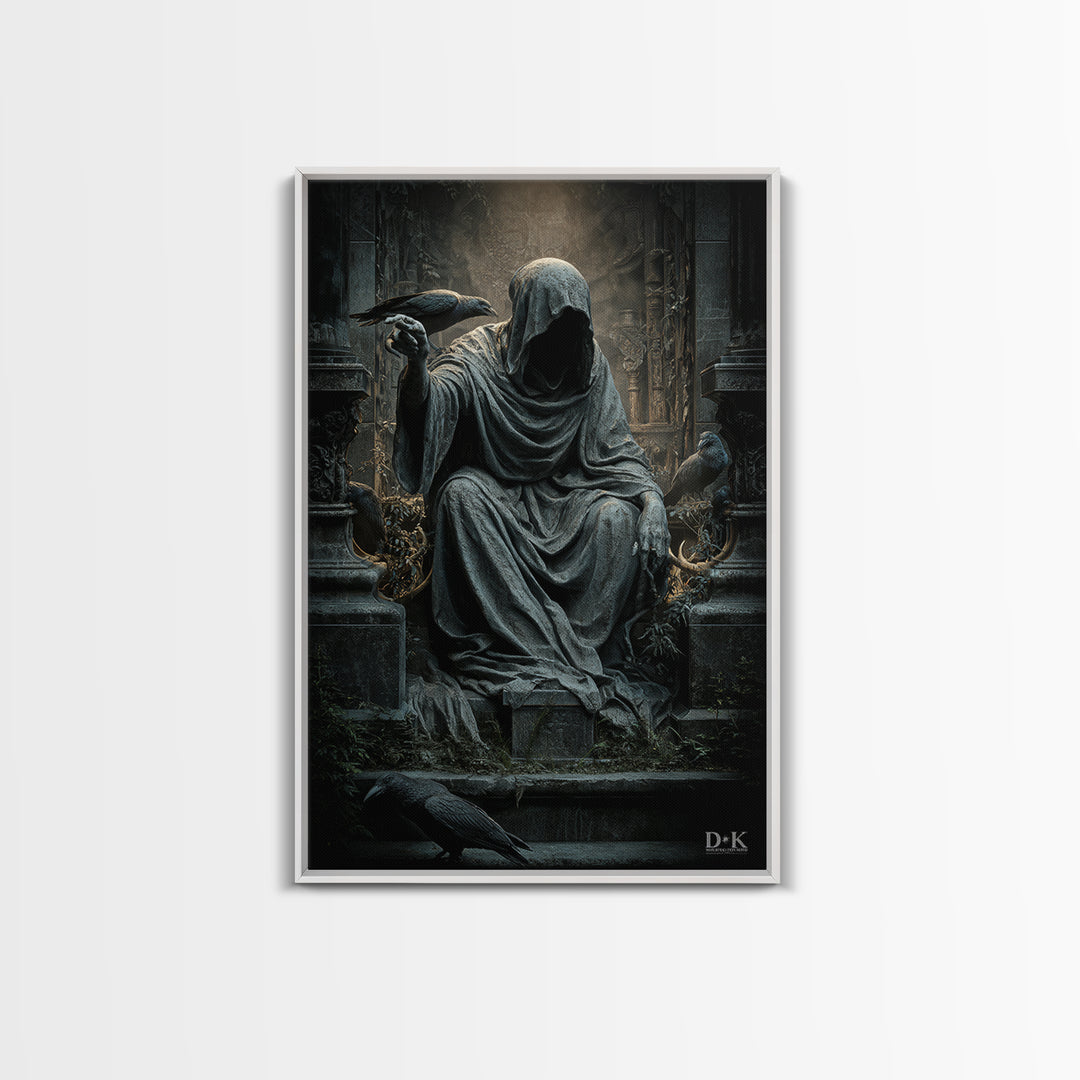 The Forgotten Crypt, Vertical Wall Art, Macabre Wall Art, Framed Canvas Print, Halloween Wall Decor, Gothic Home Decor, Seasonal Home Decor