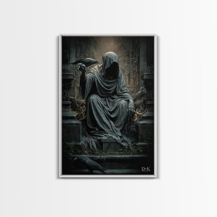 The Forgotten Crypt, Vertical Wall Art, Macabre Wall Art, Framed Canvas Print, Halloween Wall Decor, Gothic Home Decor, Seasonal Home Decor