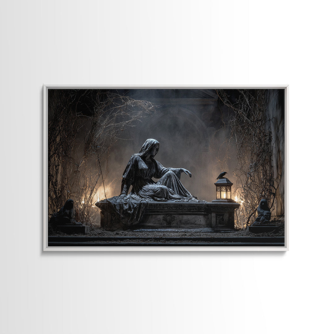 The Forgotten Crypt, Landscape Wall Art, Spooky Home Decor, Canvas Print, Halloween Wall Decor, Gothic Home Decor, Statement Wall Art
