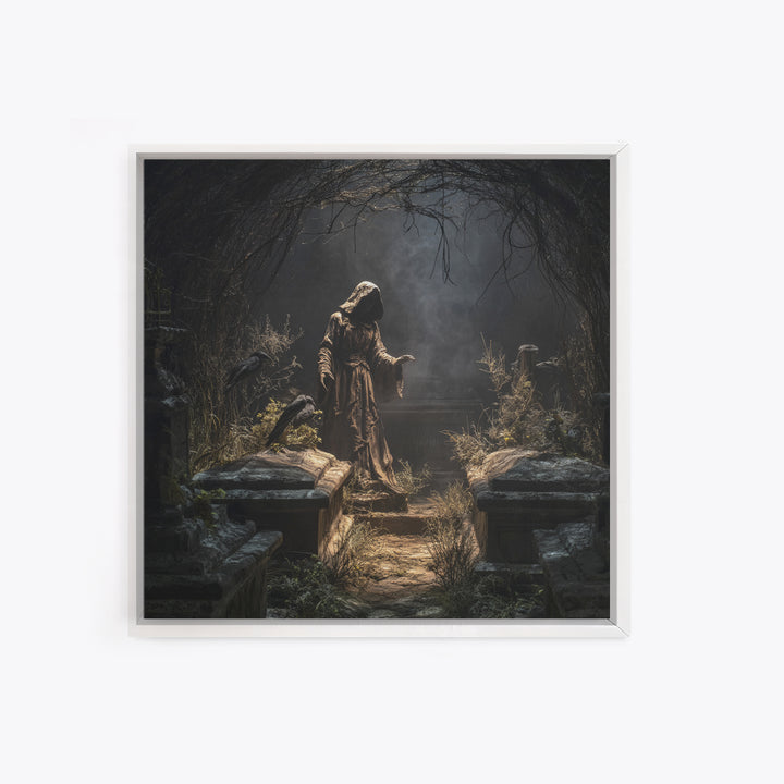 The Forgotten Crypt, Square Wall Art, Dark Halloween Decor, Canvas Print, Halloween Wall Decor, Gothic Home Decor, Horror Wall Art